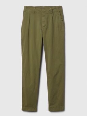 GAP Mid Rise Downtown Khakis - Tall Length Army Jacket Green Straight Leg Pants
